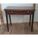 A 19th century mahogany card table. With knob handles. Needs restoration to left back leg. 74 x 81 x