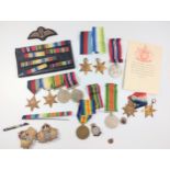Second world war Royal Fleet Air Arm medals, badges and ribbons. unsigned.
