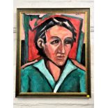 Gouttes. Oil on board. . Portrait of a man. Signed top right. Circa 1960. 72 x 69