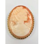 An 18 carat gold Mounted cameo. Vintage. 35mm long.