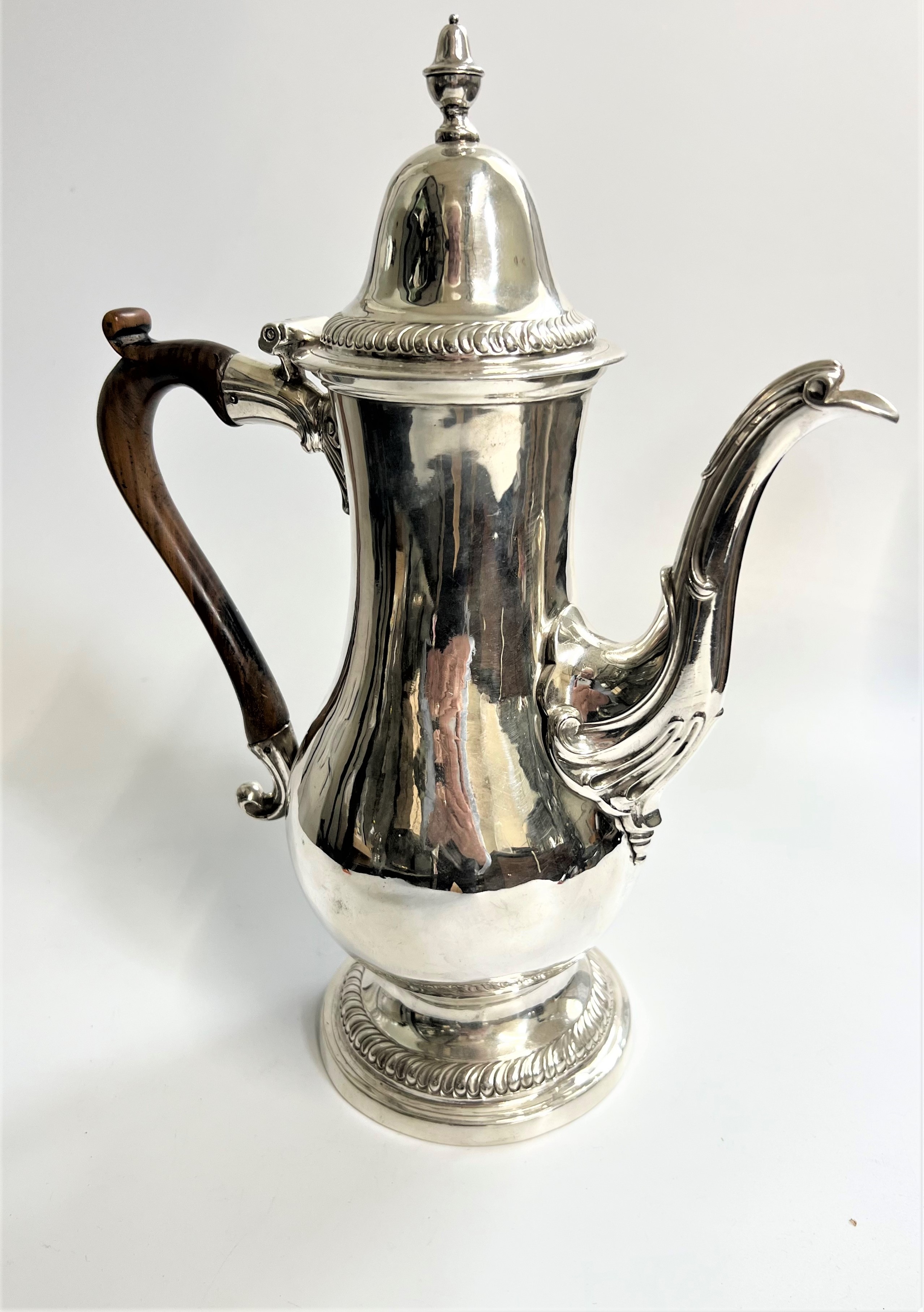 A george III Sterling Silver Coffee Pot. Langlands and Robertson, Newcastle 1784