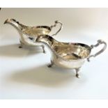 A pair of George III Sterling Silver Sauce Boats. William Skeen. London circa 1760
