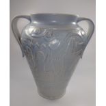 Bretby rare art pottery c1936-40, two-handled vase with celadon glaze and raised Egyptian motifs