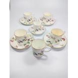 Six Wedgwood Cuckoo pattern coffee cans with five saucers (11).