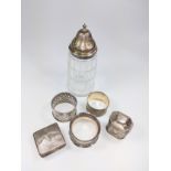 Miscellaneous sterling Silver, various dates and makers. Comprising, a sugar caster, a Dutch box,