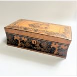 A Tunbridge Ware Card Box. Circa 1900. With playing cards.