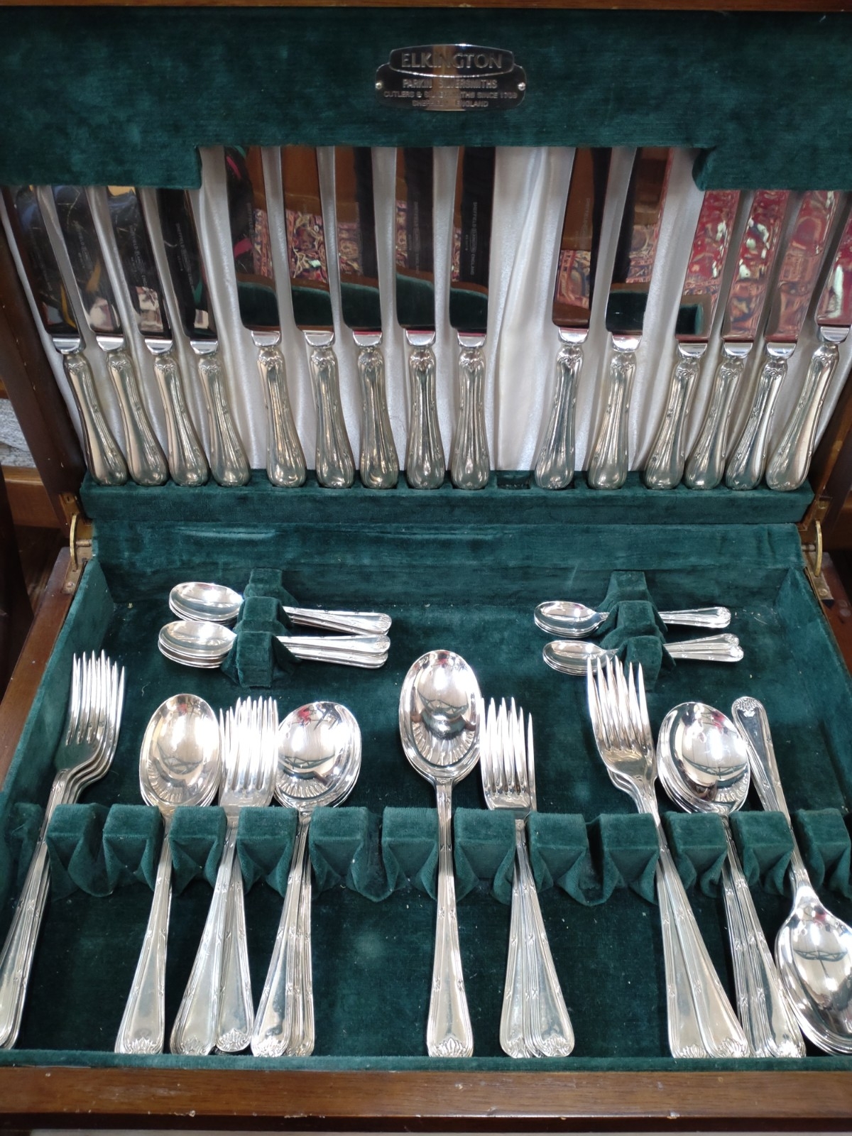 An incomplete Elkington silver-plate canteen of cutlery.