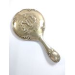 A Victorian silver-plated hand mirror.