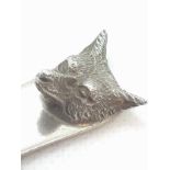 A sterling silver letter opener. Decorated with a fox's head. 1949. 19.3gms.
