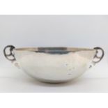 A silver coloured metal two-handled bowl Possibly 18th century. Apparently unmarked. 15cm wide.