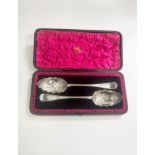 A Pair of Sterling Silver Late Victorian Berry Spoons. Mappin and Webb. Sheffield 1898. 165 grams.