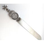 A Maltese silver coloured metal letter opener. circa 1900. 23cm long. 54gms.