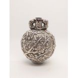 A Chinese silver coloured metal vase. 19th century. 8.5cm high. Marked to base. 66.1gms.