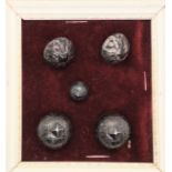 A set of five antique buttons, circa 1900. Unmarked.