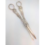 A pair of George IV kings pattern grape scissors London 1828. 104gms.