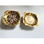 Two Royal crown Derby Dishes. Mid 20th century. With painted and gilded decoration.