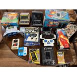 A collection of handheld electronic games