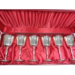 A Set of Six Modern Sterling silver Goblets. 711 grams. (fitted case)