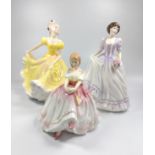 Three Royal Doulton ladies including Suzanne, Ninette, and Marie. With boxes. 15cm to 21cm. (3)