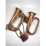 two brass trumpets