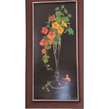Still life. A painting of flowers in a glass, signed lower right 20th century.