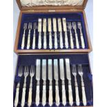 Six cased of cutlery. circa 1900.