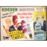 A vintage framed poster of the Carry on Spying film (1964) showing Barbara Windsor, Kenneth