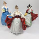 Three Royal Doulton ladies including Sara, Helen, and Wales. With boxes. 20cm to 21.5cm.