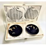 A Set of Five Korean Cobalt Blue Dishes. 20th century. (fitted case)