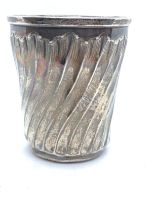 A French silver fluted beaker early 20th century. Marked to base. 8.5cm high. 90.9gms
