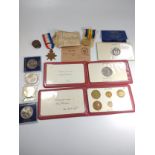 Silver Jubilee commemorative coins and three WW1 medals