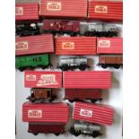 No 60. Hornby-Dublo wagons including SR Horse Box with Horse, black Esso Tank Wagon, two passenger