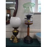 Two antique oil lamps