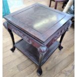 A Vintage Chinese Rosewood Occasional Table. With carved decoration. 56cm x 52cm x 52cm.