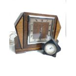 An Art deco mantel Clock and a small timepiece. Both vintage.