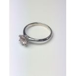An 18ct white gold 1.01ct Round Brilliant Cut diamond solitaire ring. Certificated. Cert no.
