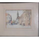 Montague Webb watercolour Delfe, glazed and framed. 50cm x 60cm including frame.