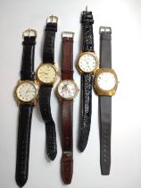 Sekonda three men's watches together with R Rosner and Alfex date/ moon and mother of pearl watch