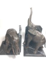 Elephant bookends: bronze and marble