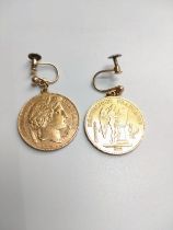 Two Napoleon 22ct screw Earrings