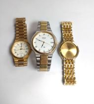 Seiko 18k gold plated men's bracelet watch together with Sekonda Polar, Minor bracelet watches. (3)