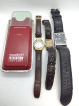 Swatch vintage irony ladies watch with original strap A/F and case together with Emporio Armani