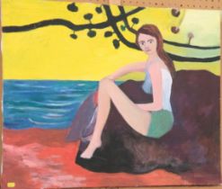Island Girl oil painting on canvas by Richard Conway-Jones