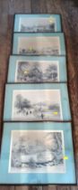 Five engravings by G Richardson 'topographical landscape of Shotley Bridge County Durham'