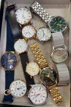 Eleven fashion watches in a case. To include Seiko, Sekonda, Rotary.