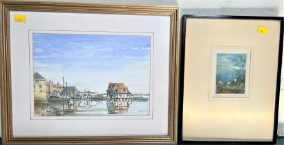 Ralph Shaw. watercolour. Harbour Scene Emsworth. Signed lower right. Framed and Glazed. 18cm x 26cm.