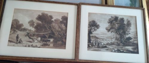 Two Claude Lorraine engravings, glazed and framed.