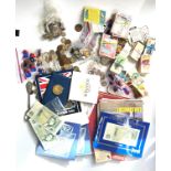 Cigarette cards and a collection of coins