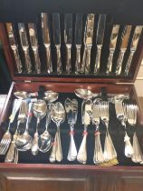 A canteen of stainless steel cutlery