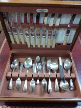 A canteen of silver plated cutlery, cased.